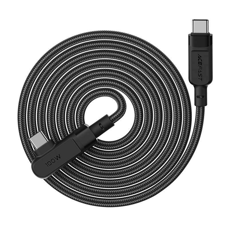 Acefast angled cable USB Type C - USB Type C 2m, 100W (20V / 5A) black  (C5-03 Black) - B2B wholesaler.hurtel.com